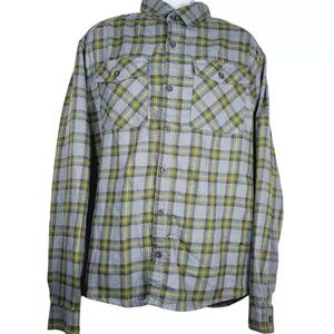 Mountain Hardwear Men's Green Yellow Plaid Flannel Button-Front Shirt Size XL